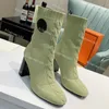 Designer Boots Women Volver Kitten Heel Ankle Boot Stretch Knitted Booties Ladies Stirrup Heel Booties Sock Shoes Slip-on Chunky Heels