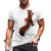 Herr tshirts Summer Squirrel Print Tshirt rund hals Löst kort ärm topp Wildlife Large Street Casual Fashion Dress Pullover 230802