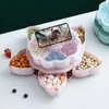 Plates Plastic Lazy Fruit Dish Double Layers Snack Box Candy Petal-shape Rotating Trays Dried Storage Organizer