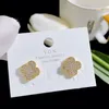 Fashion Vintage Four Leaf Clover Stud earrings designers earrings 18K Gold Plated Agate Gifts for girlfriends on Valentine's Day