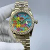 Роскошный дизайнер Классический модный автоматические часы, инкрустированные с цветным бриллиантом, 36 -мм сапфировым стеклом любимый рождественский подарки для рождественского подарка бесплатный транспорт