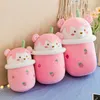 Creative New Fruit Plush Toy Cute Bubble Tea Bear Plush Toy Boba Tea Cup Pillow Cushion Stuffed Soft Doll Kids Toy Birthday Gift LT0122