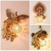 Lampy ścienne Nordic Peacock Crystal Lampa Lampa salon przemysłowy wystrój wystroju LED Restaurant Aisle Lighting Sconce