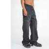 Pantalones vaqueros para hombre 2023 sueltos rectos con cremallera Hip-Hop overoles bolsillo grande deshilachado pierna ancha