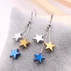 Boucles d'oreilles pendantes breloques étoile pour femmes 10mm pierre d'hématite naturelle longue gland pentagramme goutte cadeaux de noël bijoux A543