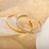 Bracelete Clássico Aço Inoxidável Aberto Cuff Bangles Ajustável Bola Corrente Metal Trigo Orelha Pulseira Para Mulheres Meninas Jóias À Prova D' Água Presente 230802