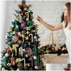 Oggetti decorativi Figurine 6 Pz / set Albero di Natale Ornamenti di canna Anno 6 colori Decorazione Ciondolo Set Decorazioni per la casa Regalo Dro Dhc8M