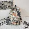 Skolväskor ryggsäck stor kapacitet Junior High School Student School Bag 2023 Autumn Printed Fashion Personality Street Z230802