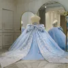 Bleu ciel scintillant robes De Quinceanera dentelle florale perles papillon princesse fête d'anniversaire bal Vestidos De 15 Anos