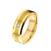 Anelli a grappolo Anello in oro per le donne Fedi nuziali in tungsteno Mens Love Alliance Unique Cz Diamond Gents Finger Promise Couples