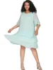 Plus Size Dresses Half Sleeve Summer Elegant Chiffon Dress Women O-neck Lined Tiered Ruffle Flowy Keen Length Beach Casual 6XL 7XL