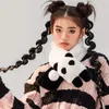 Bufandas J78E Forma de panda de dibujos animados Bufanda que combina con todo Faux Fur Student Winter Warm Thick Casual Color Matching Plush Soft