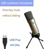 Microfones atualizados microfone condensador micmetal usb ao vivo com função de controle de botão e tripé para/cantar bate-papo por voz