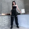 Kobiety S Pants S Deeptown Cyber ​​Y2K Cargo Woman Baggy Streetwear Baddie Parachute Kpop Grunge Gothic Punk Techwear Spodni Gyaru 230801