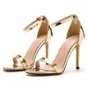 Scarpe eleganti 11cm Plus Size 35-44 Summer Square Toe Slingbacks Donna Oro Sexy Tacchi alti Party Thin Sandalias De Mujer