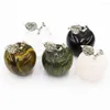 Pendant Necklaces 2pcs/lot 30 26MM Natural Stone Apple Statue Ornament Healing Mixed Color Charm Room Gemstone Carved Figurine Gem Diy