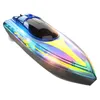 ElectricRC -båtar 2.4G RC Boat Toy med LED Light RC Speedboat High Speed ​​Racing Boat Waterproof uppladdningsbart fjärrkontrollfartyg för barn Boy 230801