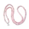 Braccialetto di cristallo rosa naturale del filo 108 perline Braccialetti di yoga Buddha Rosario Gioielli in pietra per donna Uomo all'ingrosso