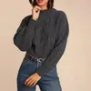 Chandails pour femmes dames torsadé Crochet col rond pull tricoté en automne et en hiver Simple ample à manches longues pull 2023