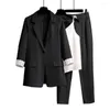 Women's Two Piece Pants 3 Pcs/Set Formal High Waist Blazer Vest Trousers Set Single-button Solid Color Women Garment