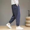 Pantalons pour hommes 2023 coton lin hommes décontracté Harem Baggy confortable grande taille 5XL2023 automne imprimé pantalons de survêtement homme pantalon