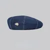 Berets Women's Niche Big Head Circumference Japanese Denim Beret Summer Metal Label Octagonal Hat Showing Face Little Painter