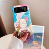 Cell Phone Cases For Samsung ZFlip 4 3 Cute Cartoon Bear Colorful Smiley Case For Samsung Galaxy Z Flip 4 3 Flip4 Flip3 Love Heart Hard PC Cover L230731