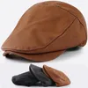 Berets Men's Leather Beret Hunting Cap Sports Hat Beanie Trucker