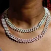 Strengen TOP Hop Bling Verharde Steentjes Cubaanse Ketting Choker Ketting voor Vrouwen 12mm Iced Out Rose Goud Kleur prong Sieraden 230613