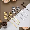 Coffee Scoops Ins Stainless Steel Stirring Spoon Small Round Seasoning Dessert Cake Honey Hand Gift Drop Delivery Home Garden Kitche Dhrny