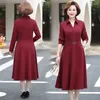 Robes décontractées 2023 d'âge moyen maman Blazer col robe couleur unie fête femmes coréenne ceinturée à manches longues a-ligne femme Vestidos