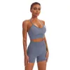 Set attivi Tuta sportiva solida da donna Set da palestra Reggiseno sexy di bellezza Pantaloncini attillati senza cuciture Allenamento Fitness Corsa Traspirante Allenamento Yoga