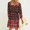 Casual Dresses Long Sleeve Boho Dress Floral Playful Vintage Spring Autumn Bohemian Plus Size Women Holiday Party Wear