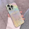 携帯電話のケースオーロラグラディエントクイックサンドケースiPhone 14 12 13 11 PRO MAX GLITTER RAINBOW TRANSPARENT BLING STARレンズフィルム保護カバーL230731