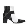 Christia Bella Designer Zwart Wit Patchwork Hoge Hak Mannen Laarzen Echt Leer Feestjurk Laarzen Mode Mannelijke Korte Laarzen