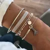 Charm Bracelets 2023 Boho Geometric Tassel Chain Bracelet For Women MultiLayer Bangles Party Wedding Beach Hand Jewelry Accessories 230802