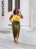 Rokken Streetwear Sexy Kleding Rok Voor Vrouwen Groen Maxi Faux Pu Leer Mode Bandage Hoge Taille 2023