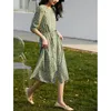 Casual Dresses Small Floral Silk Dress Summer 2023 Women's Wear Sleeves With Round Neck Mulberry Midi Long For Women