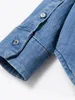 Blusas para mujer, camisa vaquera con dobladillo asimétrico, manga larga, azul clásico, con un solo pecho, blusa con cuello vuelto para mujer, primavera 2023