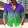 Men's Casual Shirts 2023 Shirt Gradient Pattern Printing Red Blue Purple Outdoor Street Long Sleeve Clothing Fashion Dress Designer