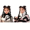 Scarves J78E Cartoon Panda Shape All-match Scarf Faux Fur Student Winter Warm Thick Casual Color Matching Plush Soft
