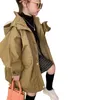 Coat Children 2 To 8 Years Old Hooded Windbreaker Thin 2023 Spring And Autumn Women's Long Foreign Fashion Tide