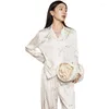 Vrouwen Nachtkleding 2023 Pyjama Set Hoge Kwaliteit Luxe Daisy Bloemen Print Losse Top Zijde Als Nachtkleding Leisure Homewear Femme