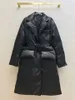 Designer de luxo grosso chique casaco de algodão feminino inverno quente preto para baixo blusão casaco com cinto para mulher outono acolchoado grosso algodão jaqueta feminina