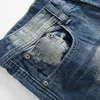 Мужские джинсы прилив бренд разорванная джинсовая джинсовая ткань регулярно посадить царапин
