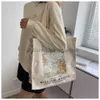 Totes Rétro Fleur Toile Sac Grande Capacité Sac À Bandoulière Mode Féminine Littérature Coton Lettre Sac À Provisions Étudiant Sac À Mainstylishhandbagsstore