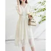 Casual Dresses 2023 Summer V-neck Half Sleeve Woman Dress FashionHollow Out Loose Elegant Solid Color Floral Print Work Dreess X7973