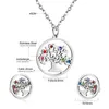 Fashion Tree Of Life Jewelry Sets for Women Earrings with Stones Crystal Choker Necklace Adjustable Bracelet Jewellery Set