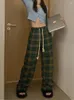 Women's Pants 2023 Korean Fashion Red Plaid Y2K Vintage Green Oversized Wide Leg Checkered Trousers Harajuku Jogging Sweatpants