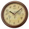 12 World Map Wall Clock, металлический коричневый, традиционный кварц аналог QHA006ZLH